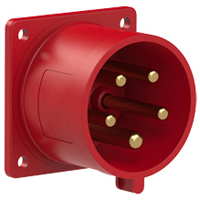 Pin and Sleeve Inlet Devices 888-6256-NS IEC 60309 Panel Mount Inlet Straight Type, IP44 Rated, 30A 200-415V, 32A 220/380-240/415V, 6H, IEC 309 International Pin and Sleeve Devices  